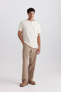 Springfield Piqu&eacute; texture Henley T-shirt