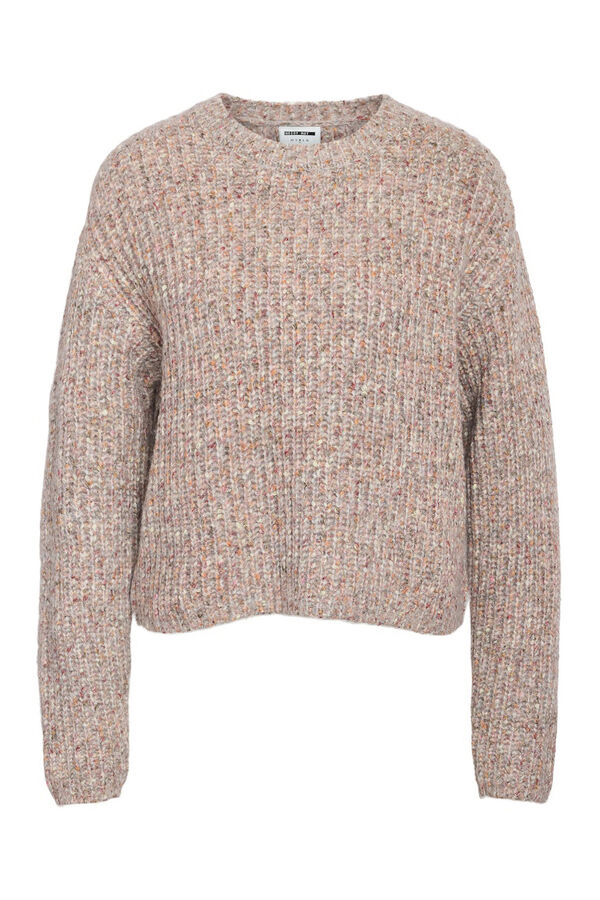 Noisy May Melierter Pullover mit Rundhalsausschnitt Grau