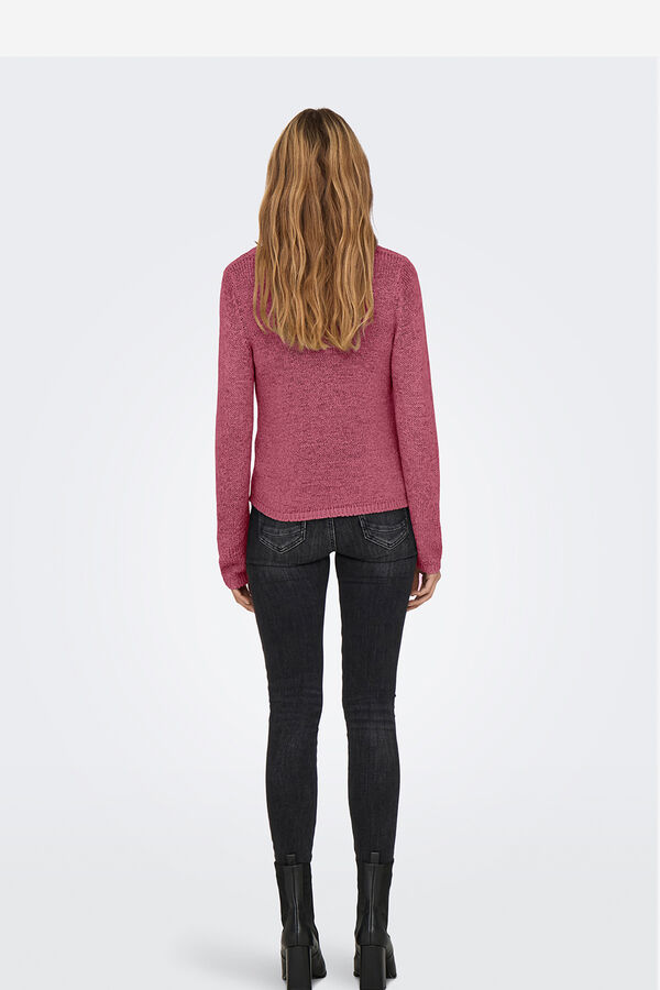 Only Jersey de cuello de pico rosa