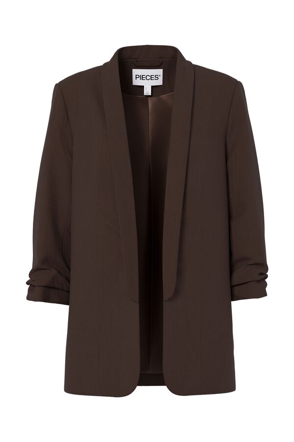 Pieces 3/4 sleeve blazer brown