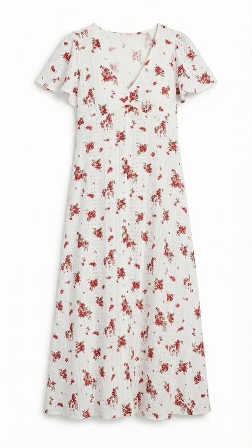 Springfield Vestido midi bordado su&iacute;&ccedil;o vermelho