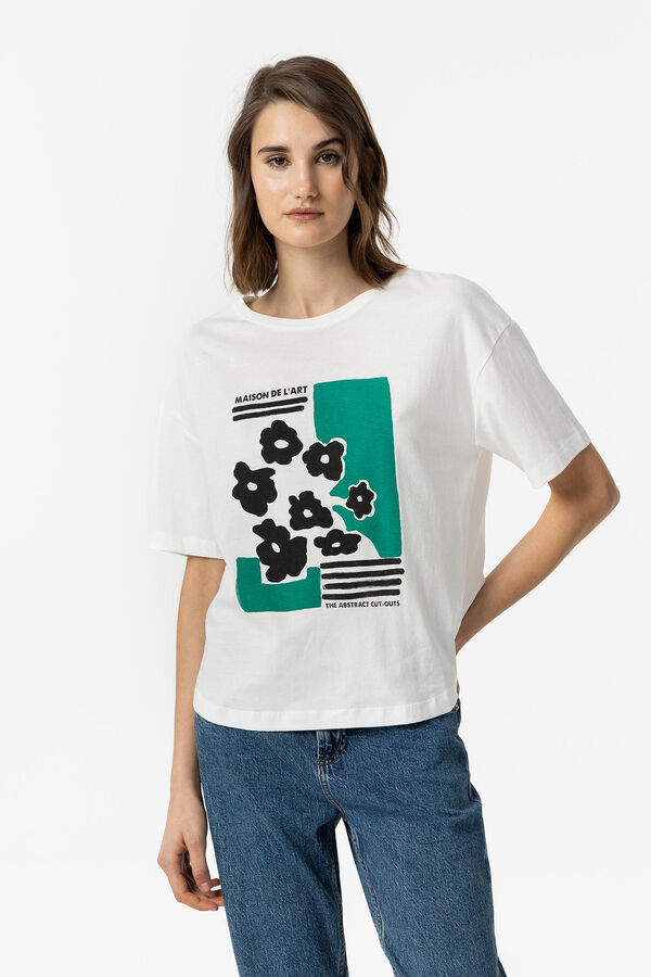Springfield T-Shirt mit Print vorne blanco
