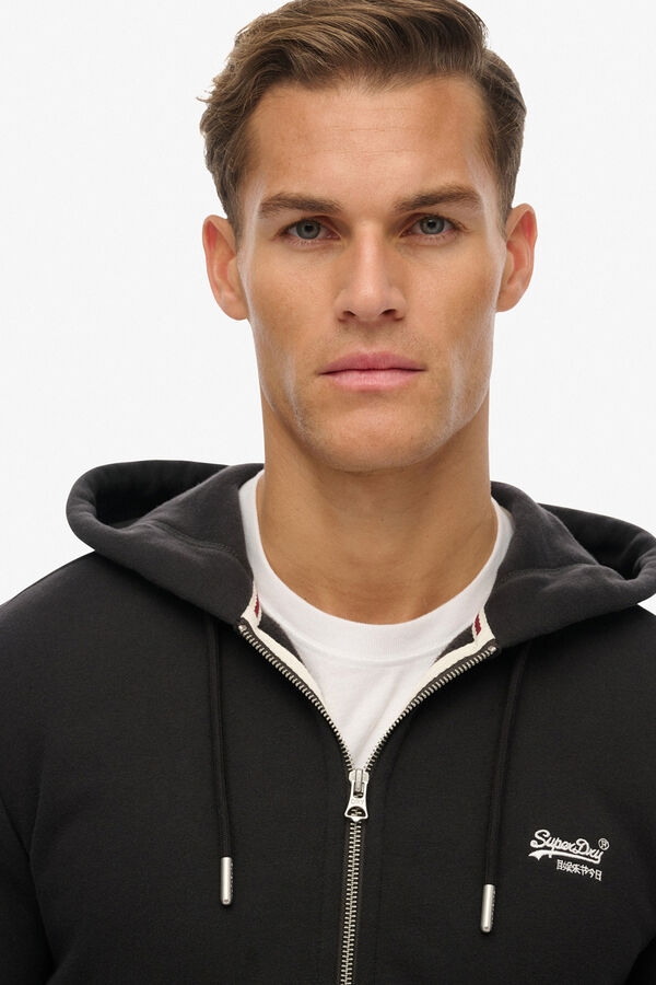 Superdry Basic logo hooded zip-up sweatshirt grey