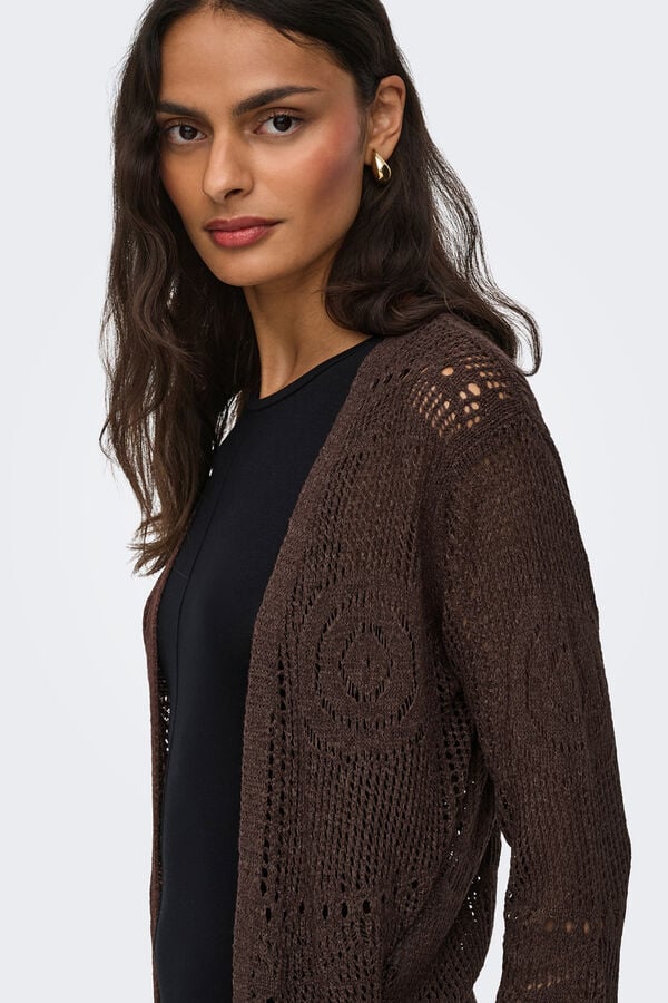 JDY Openwork knit cardigan red