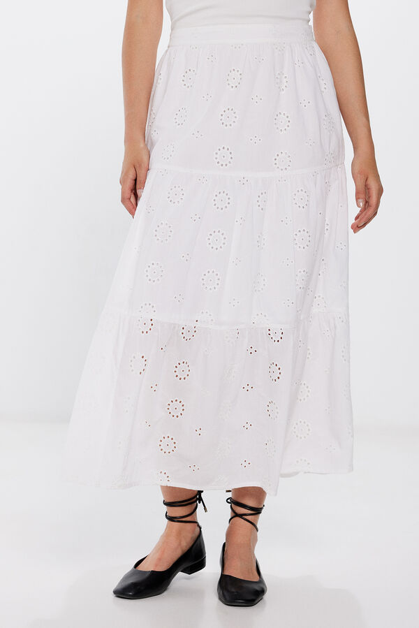 Springfield Midi suknja sa švicarskim vezom bijela