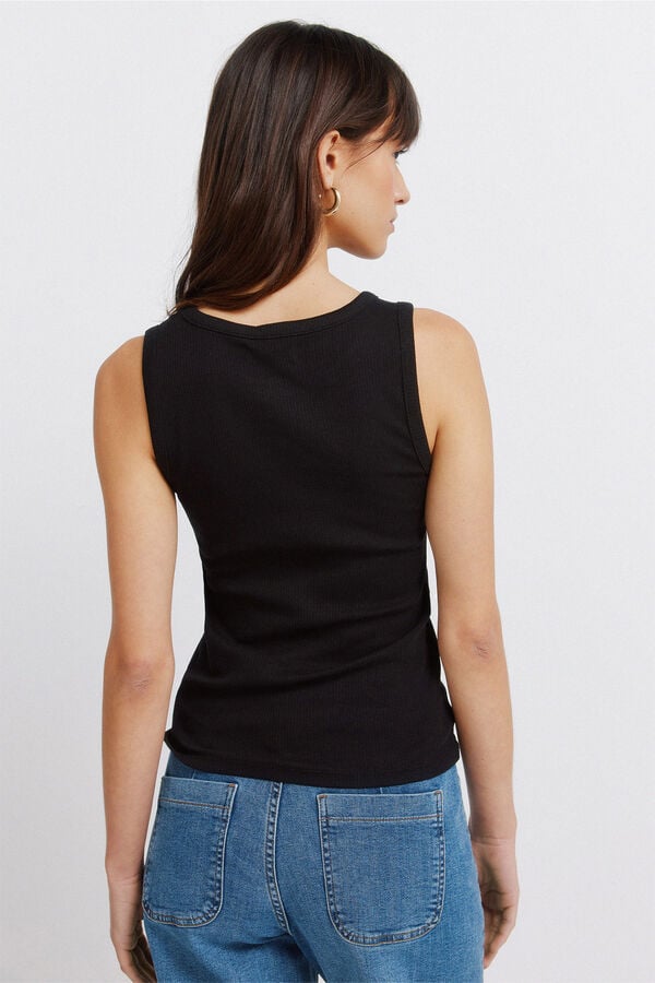 Springfield Osnovna majica sa sportskim leđima Crna