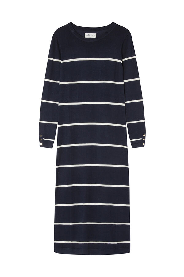 Springfield midi jersey-knit dress with buttons and cuffs navy