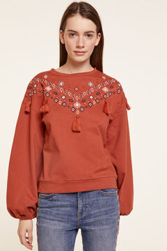 Springfield Ethnic Embroidered Sweatshirt red
