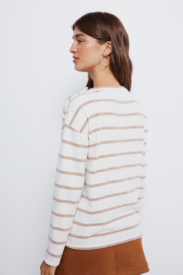 Springfield Striped chenille jumper with shoulder buttons white