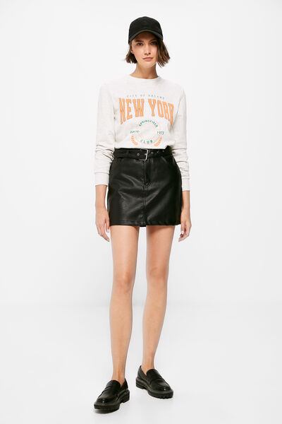 Springfield Skirt with leather-effect belt black