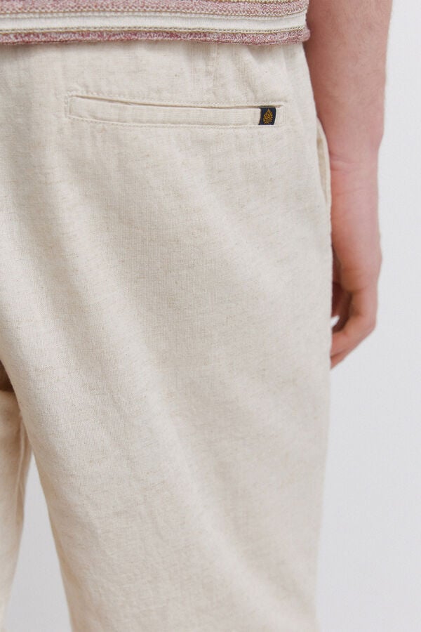 Springfield Bermuda en lin coupe slim confortable blanc