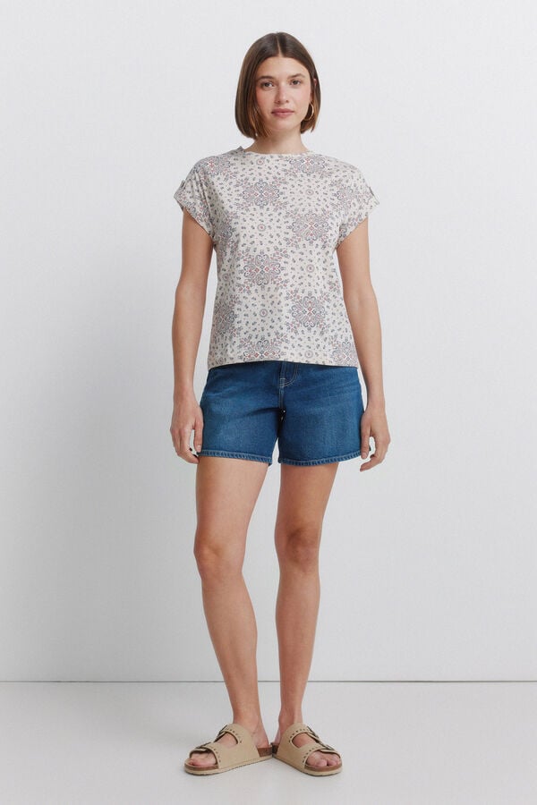 Springfield Folded sleeve T-shirt brown