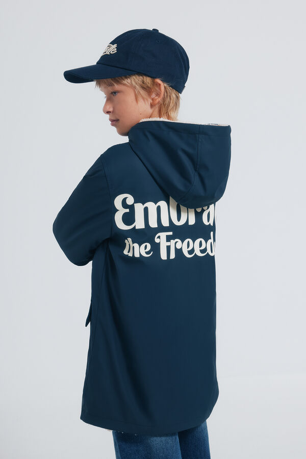 Springfield Kids Parka azul marinho com frase para criança azul