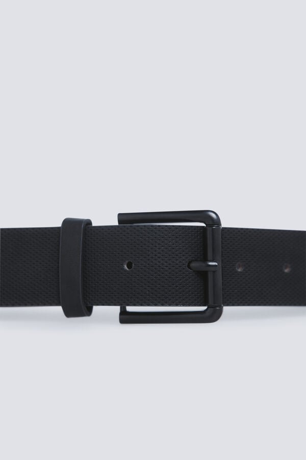 Springfield Faux leather metal buckle belt black