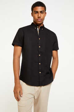Springfield Short-sleeved linen shirt black