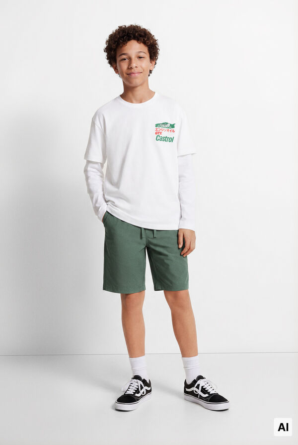 Springfield Kids Green short sleeve car T-shirt KIDS beige