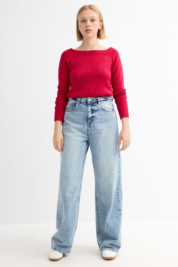 Inside Camisola slim gola redonda vermelho
