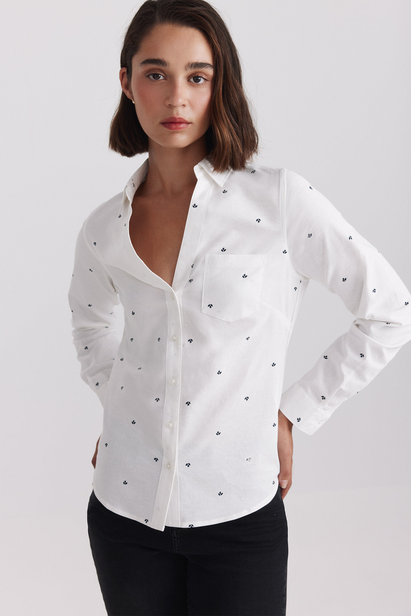Springfield Camisa oxford semiaberta