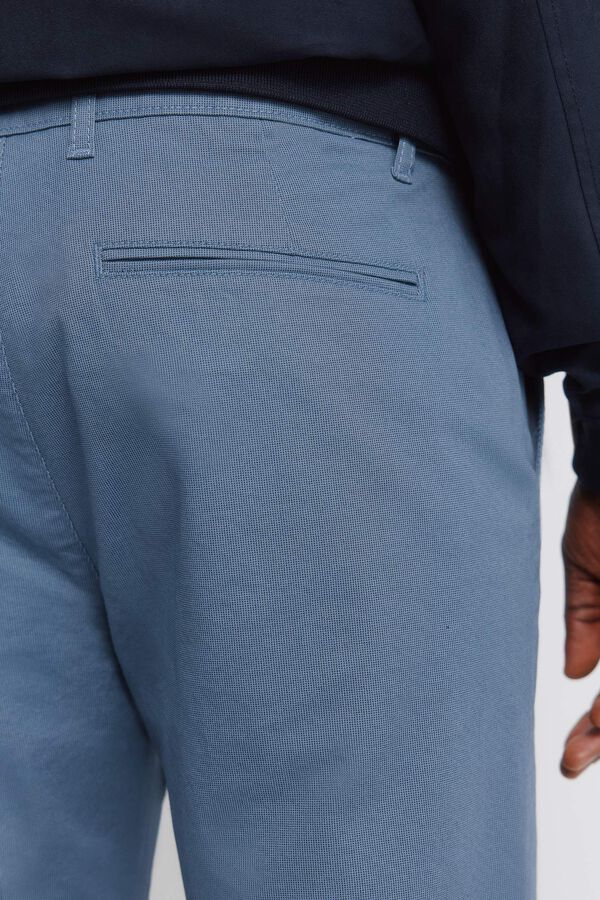 Springfield Slim fit micro-print trousers blue