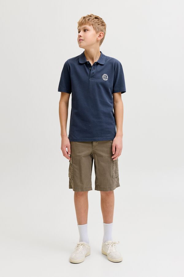 Jack & Jones Junior Plain cotton regular fit polo shirt blue