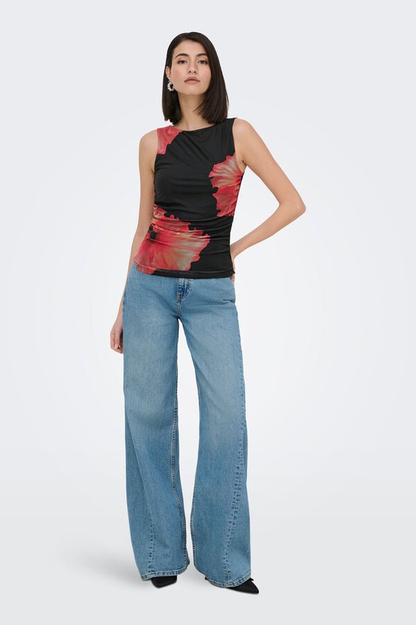 JDY Top sin mangas mesh negro