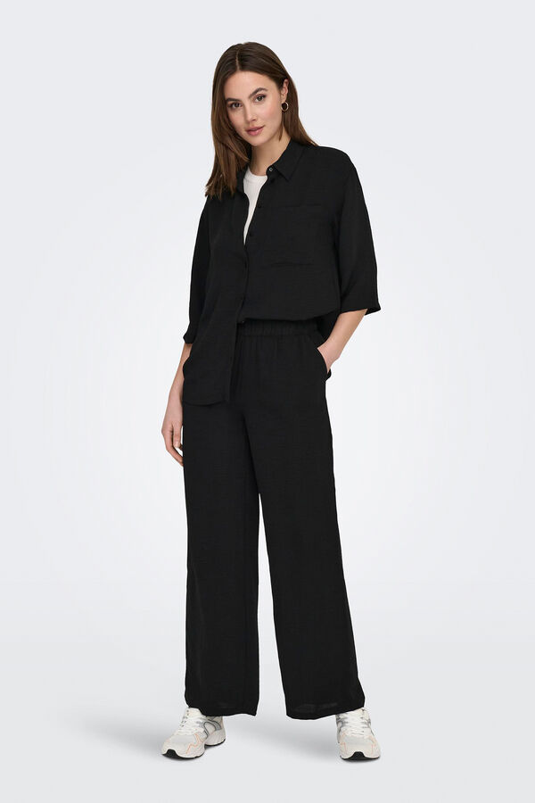 JDY Camisa larga manga 3/4  preto