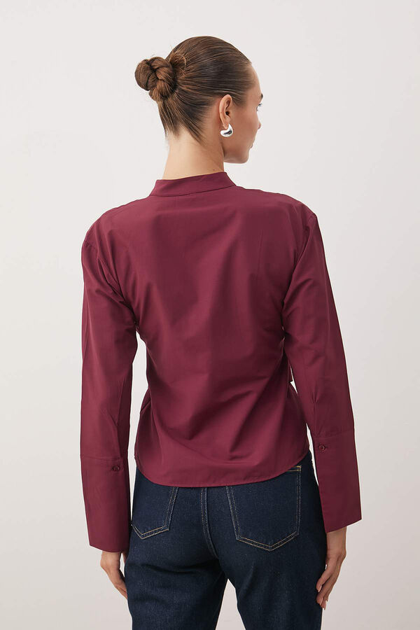 Trendyol Camisa de manga comprida com fecho cruzado estampado