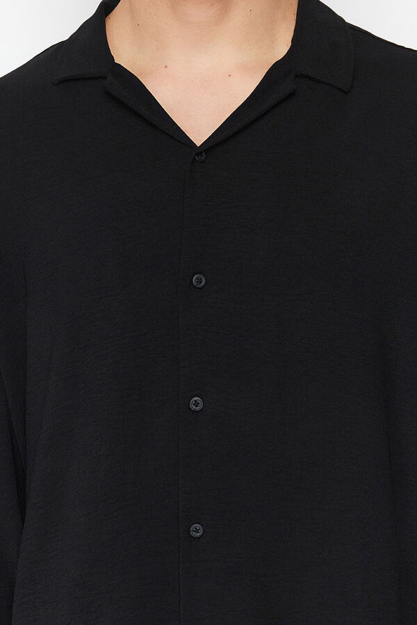 Trendyol Camisa flu&iacute;da manga larga negro