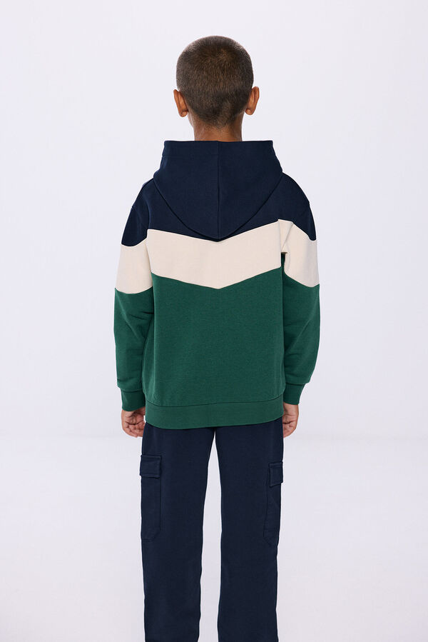 Springfield Sudadera abierta color block niño estampado verde