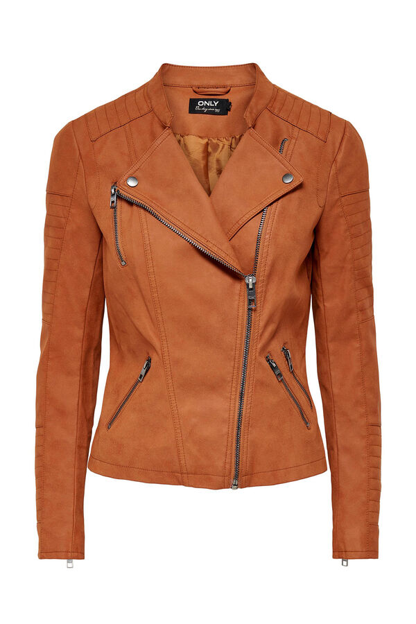 Springfield Biker jacket with zip fastening smeđa