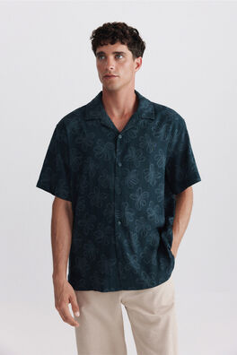 Camisa manga corta lino rayon estampada