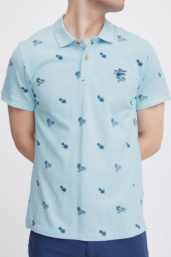 Springfield Poloshirt aus Baumwolle Regular Fit Print blau