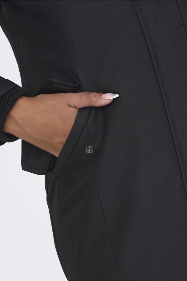 Only hood parka with fur black