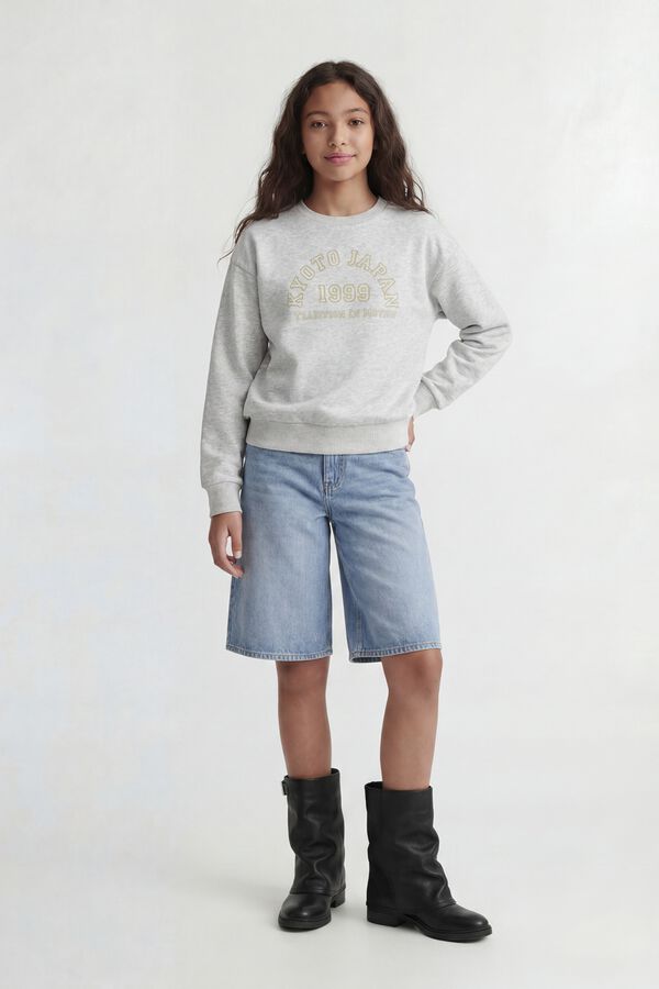 Jack & Jones Girl Print round neck sweatshirt grey
