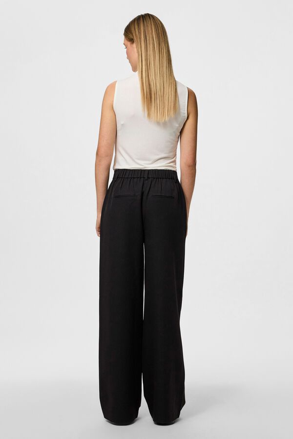 Pieces Wide long trousers black