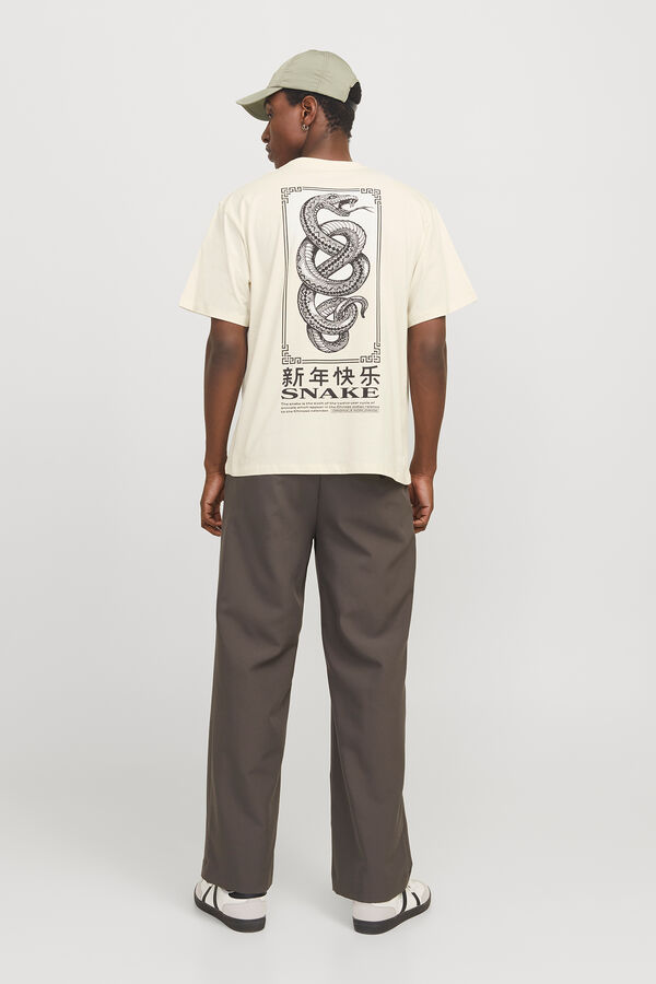 Jack & Jones Camiseta loose fit manga corta marfil