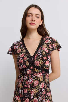 Springfield Printed lace midi dress