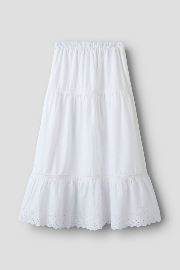 Name It Falda larga con encaje blanco