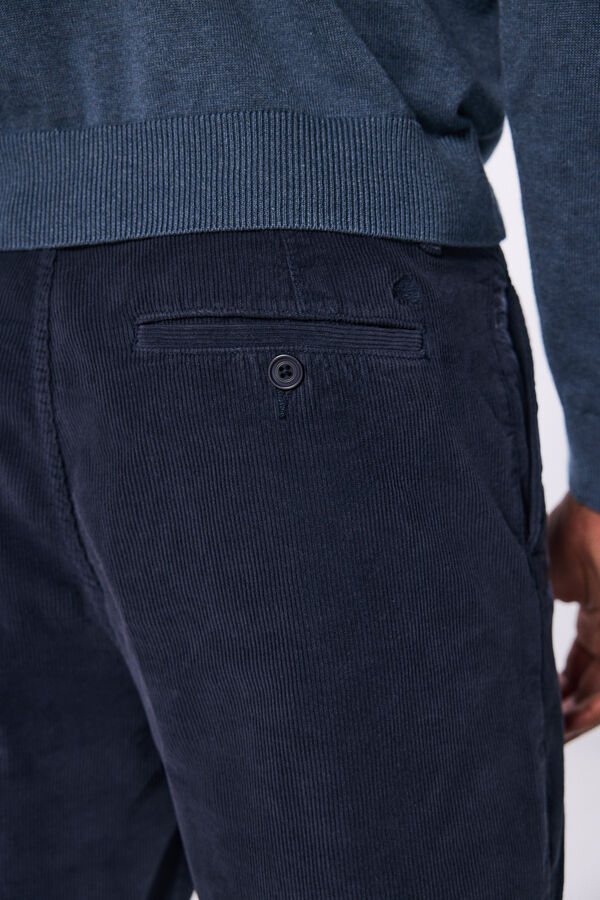 Springfield Pantalón chino pana lavada comfort slim fit azul oscuro