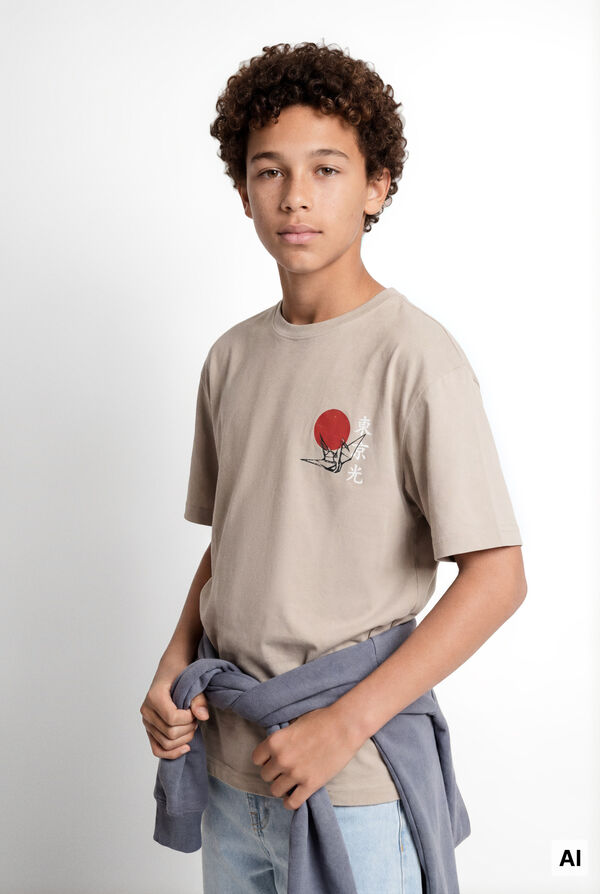 Springfield Kids Camiseta manga corta Monte Fuji ni&ntilde;o nude