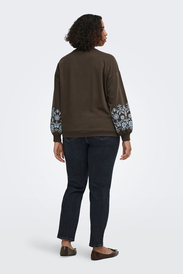 Only Carmakoma Round neck plus size sweatshirt brown