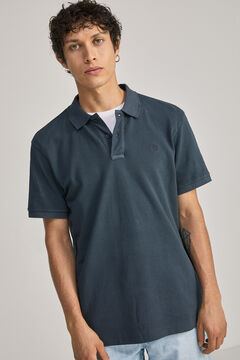 Springfield Garment-dyed piqué polo shirt blue