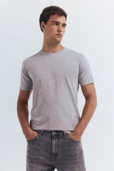 Springfield Basic slim fit cotton lycra T-shirt grey