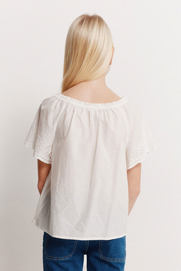 Springfield Kids Dečija vezena bluza Bela