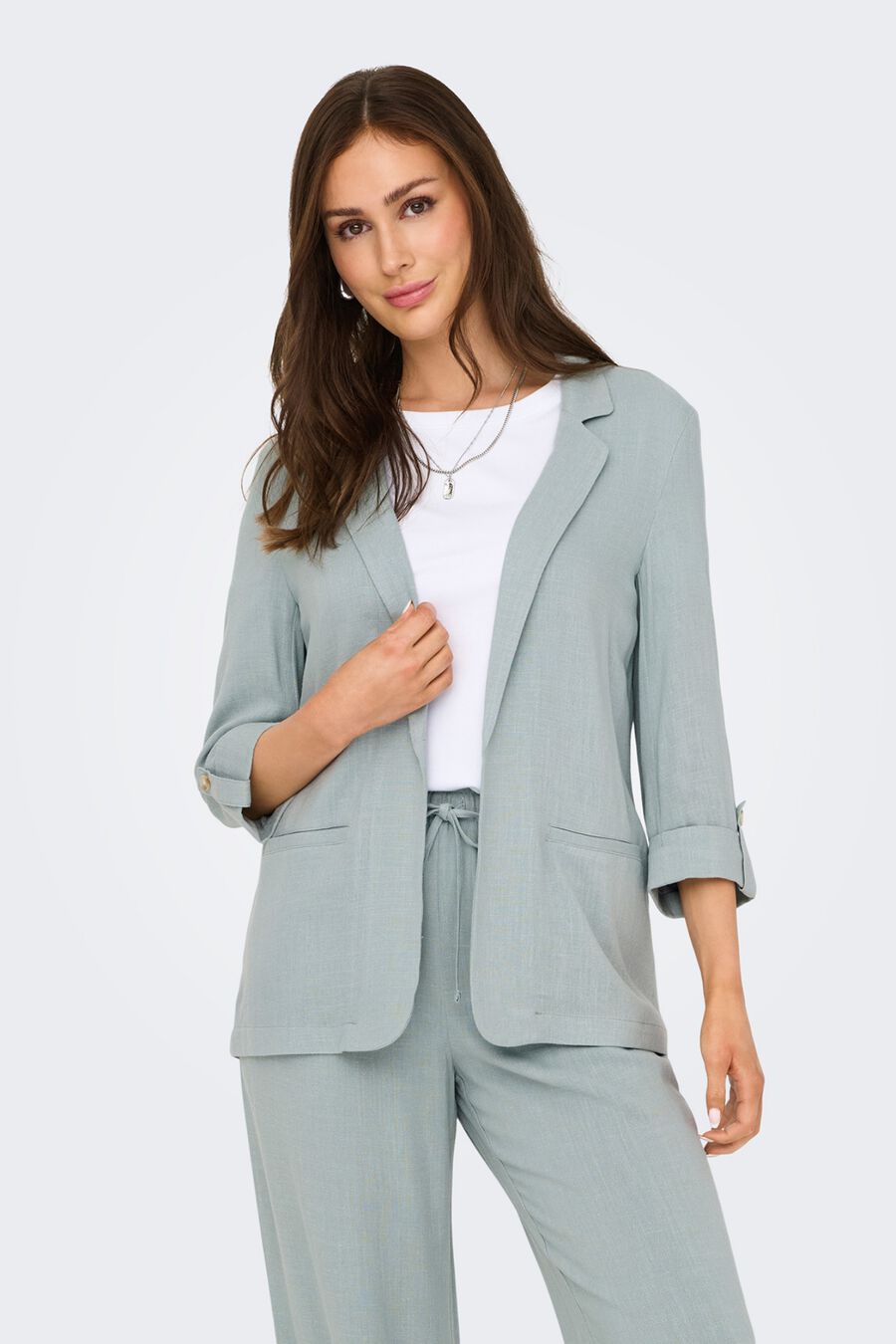 Blazer de manga 3/4 remangada