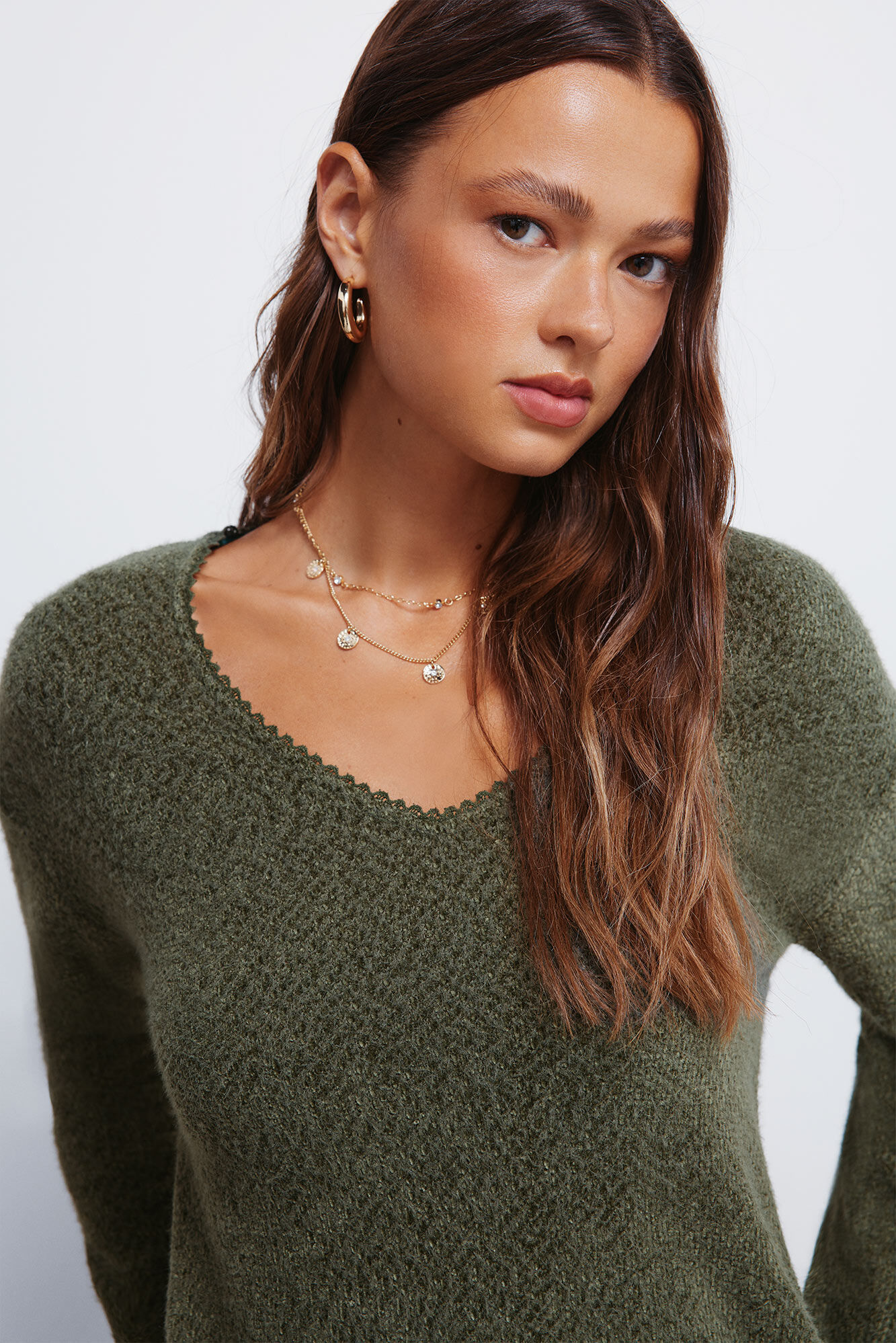 Springfield Jersey chenilla escote puntilla