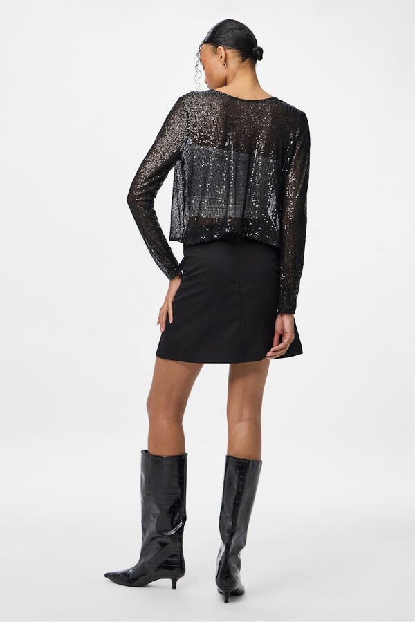 Pieces Cárdigan lentejuelas lazada negro
