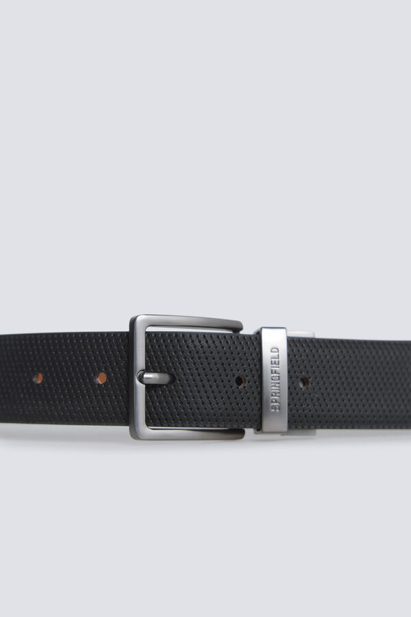 Springfield Ceinture r&eacute;versible micro-perfor&eacute;e noir