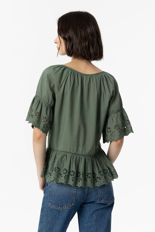 Springfield Floral embroidered blouse dark green