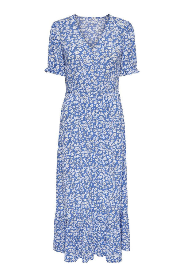 Only Vestido largo manga corta azul